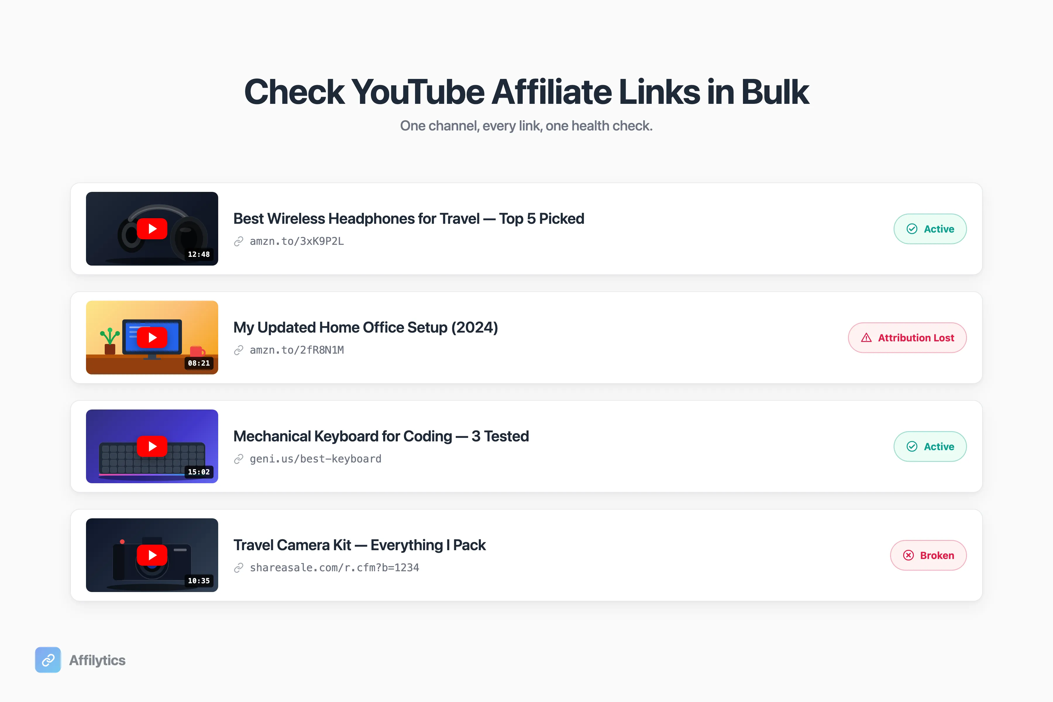 Check your affiliate links in bulk